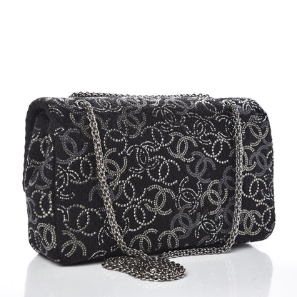 Chanel Tweed Strass Medium Pudong Double Flap Black 3 of 10