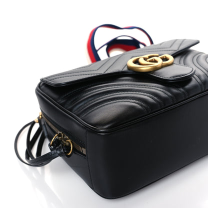 Gucci Calfskin Matelasse Sylvie Web Small GG Marmont Top Handle Shoulder Bag Black 8 of 9