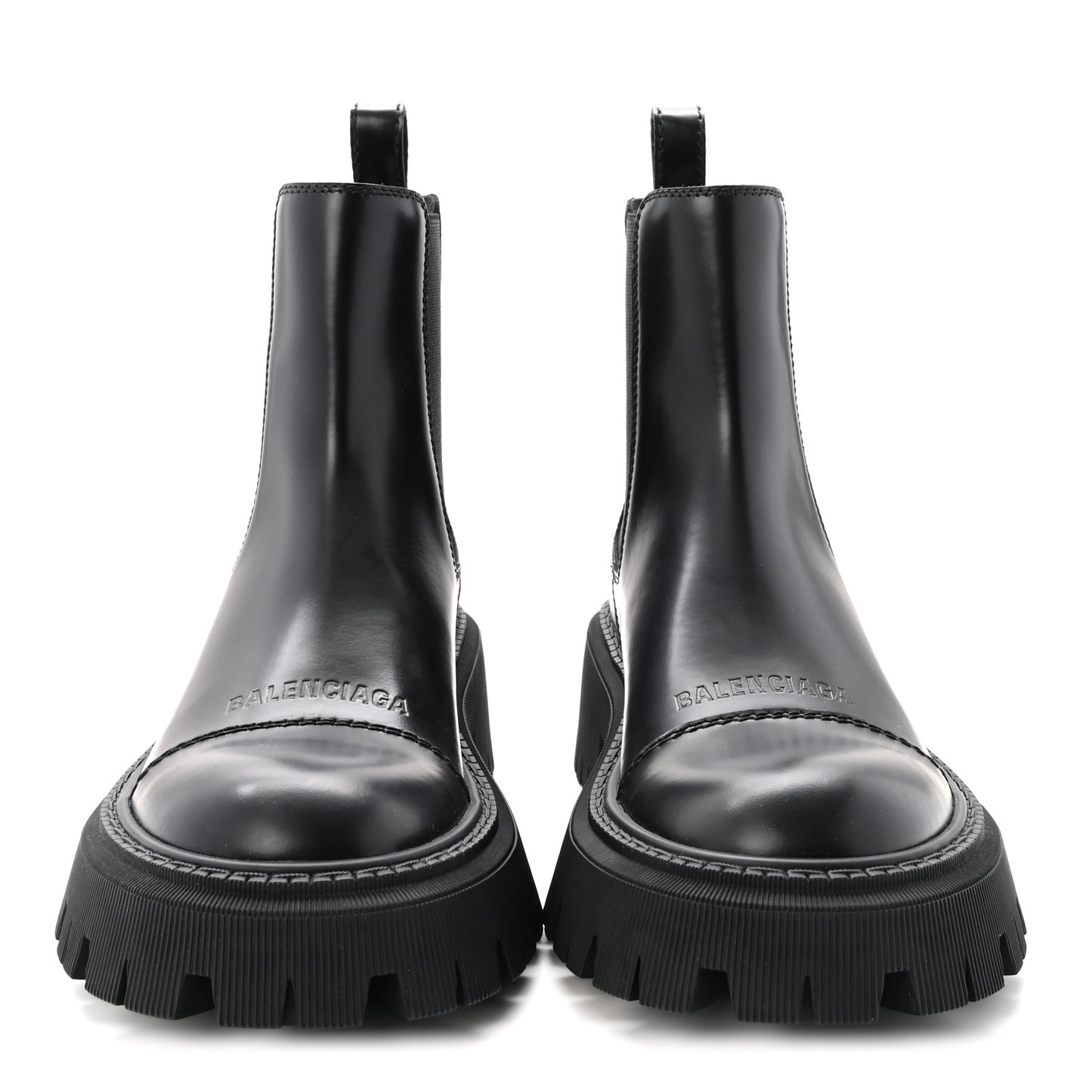 Jive Smooth Calfskin Logo Embossed Womens Tractor 20mm Chelsea Boots 35 Black