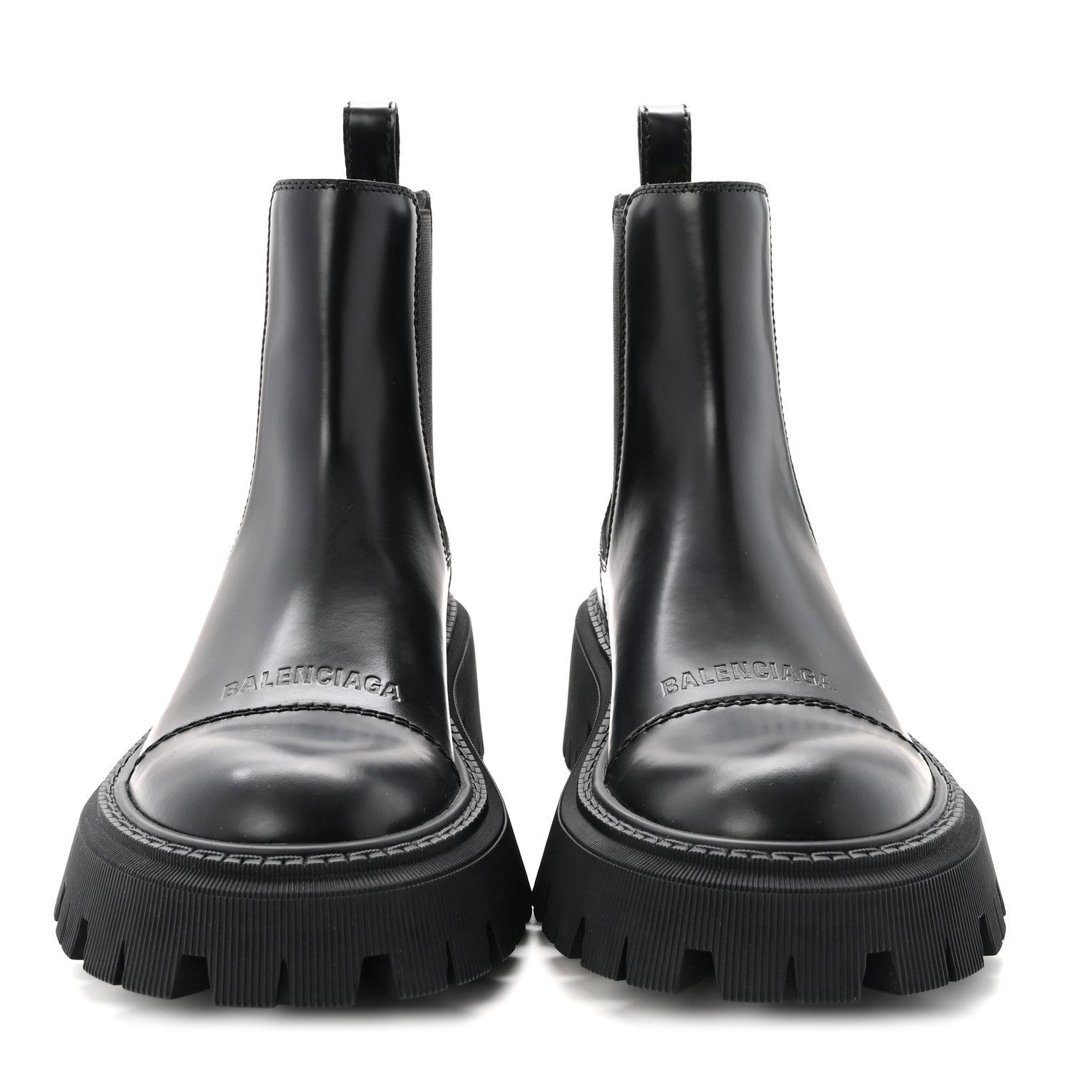 Balenciaga Jive Smooth Calfskin Logo Embossed Womens Tractor 20mm Chelsea Boots 35 Black 3 of 10