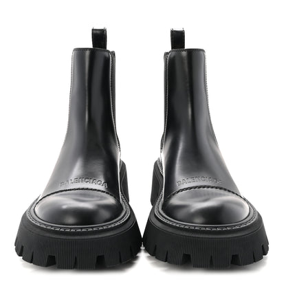 Balenciaga Jive Smooth Calfskin Logo Embossed Womens Tractor 20mm Chelsea Boots 35 Black 3 of 10