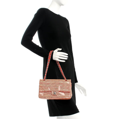 Chanel Patent Calfskin Striped Medium Double Flap Red 2 of 12
