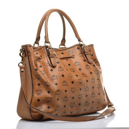 MCM Visetos Medium Drawstring Shopper Cognac 3 of 9