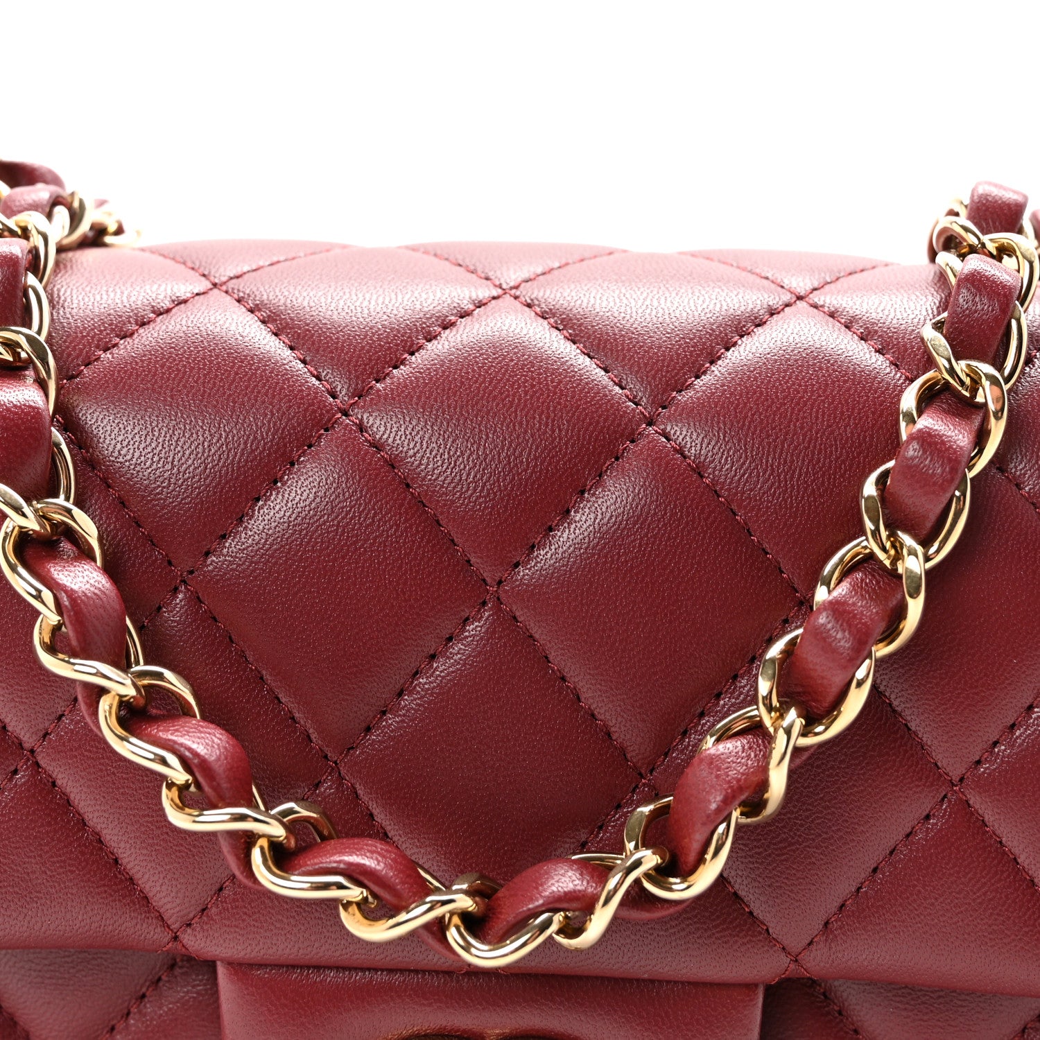 Chanel Lambskin Quilted Mini Rectangular Flap Burgundy 8 of 10