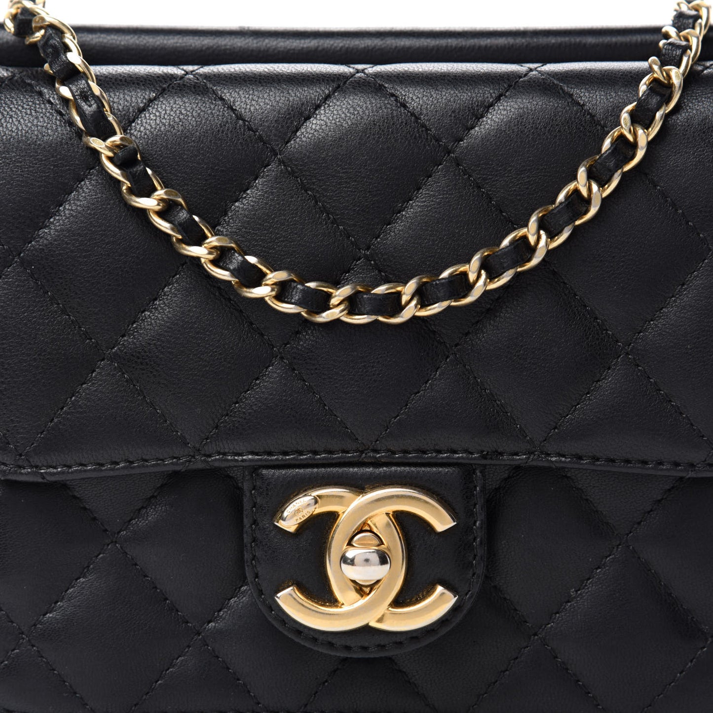 Lambskin Quilted Crossing Times Mini Flap Black