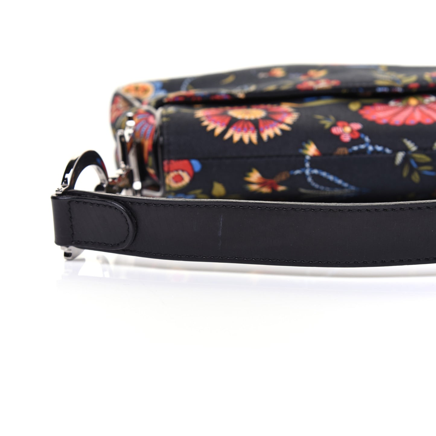 Canvas Floral Saddle Bag Black
