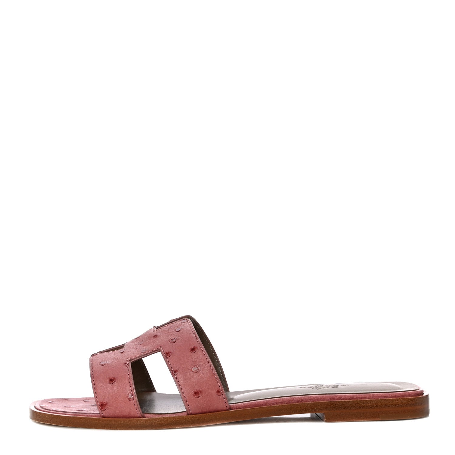 Hermes Ostrich Oran Sandals 37.5 Rouge Blush 1 of 14