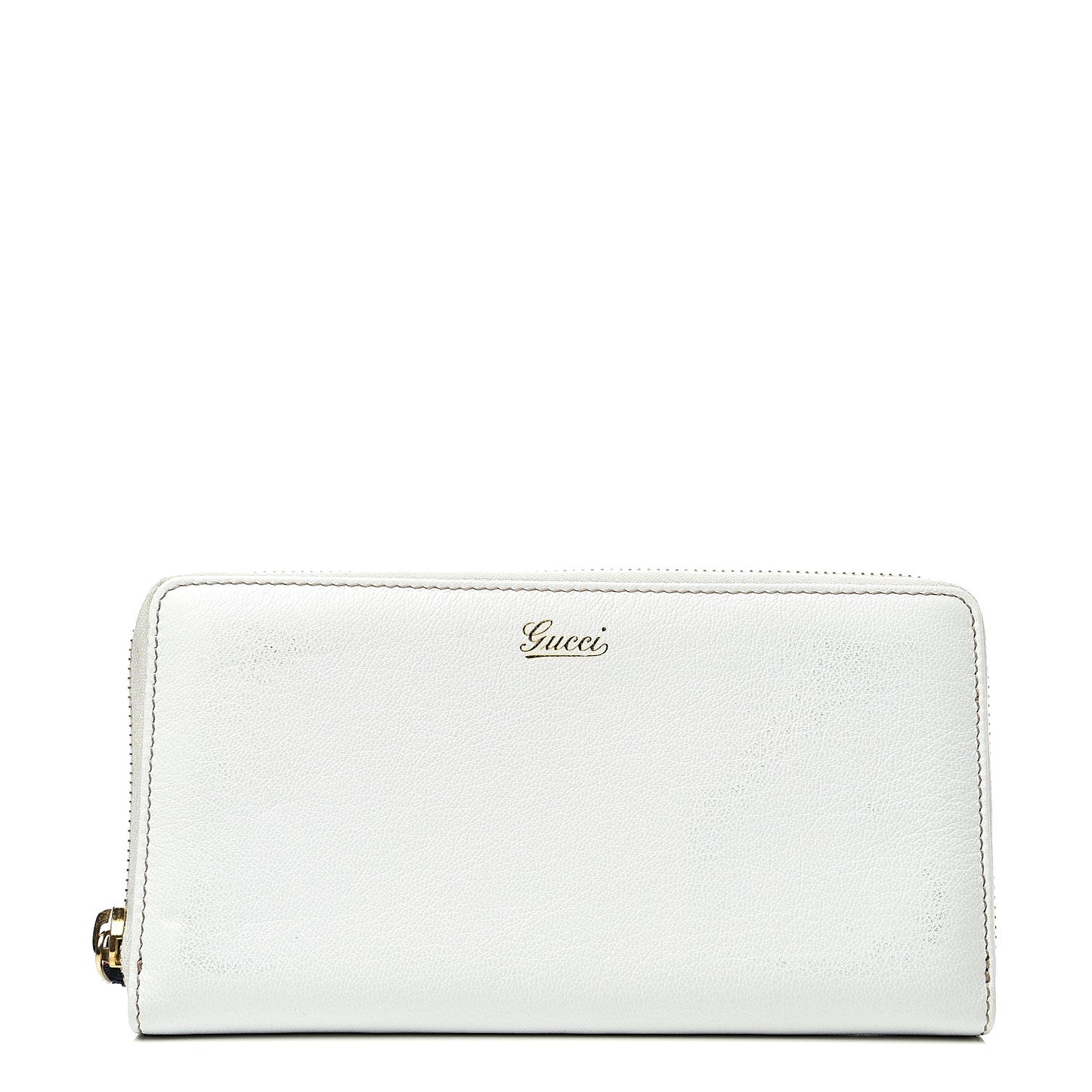 Calfskin Capri Zip Around Wallet White