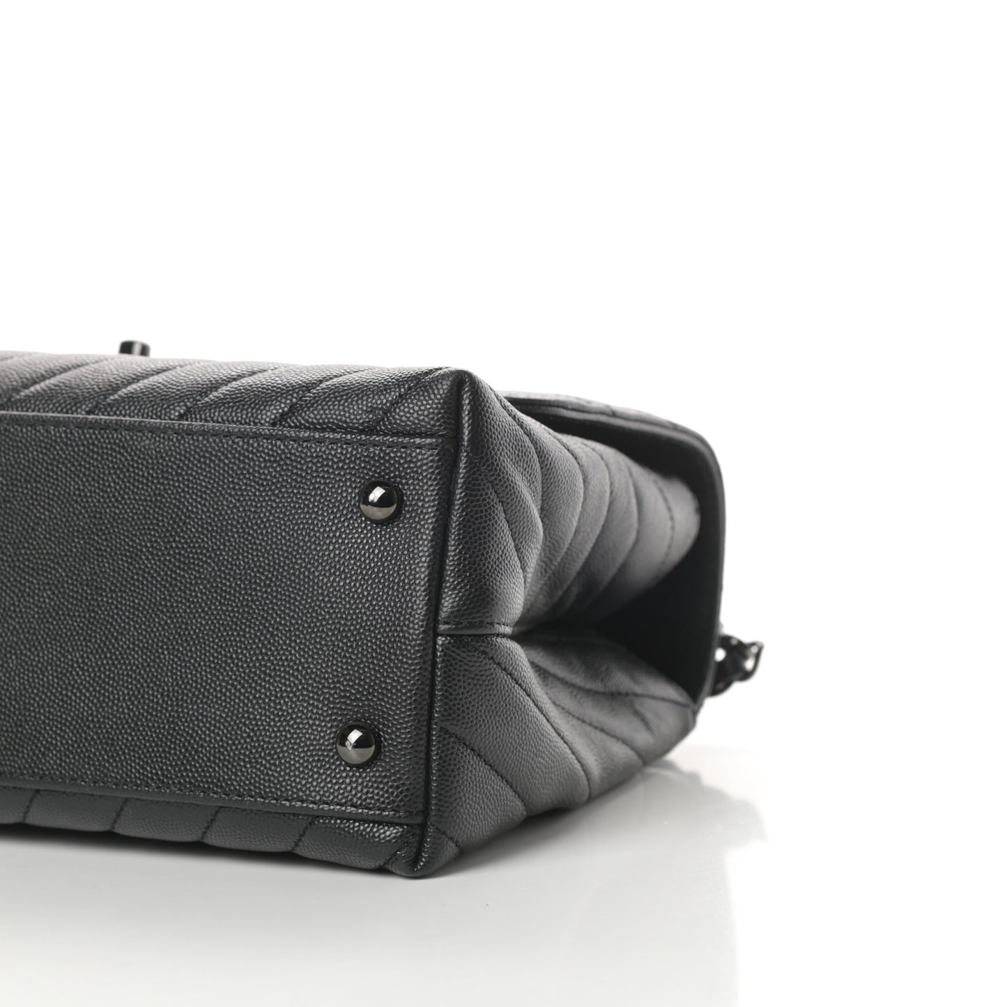 Caviar Chevron Quilted Small Coco Handle Flap So Black