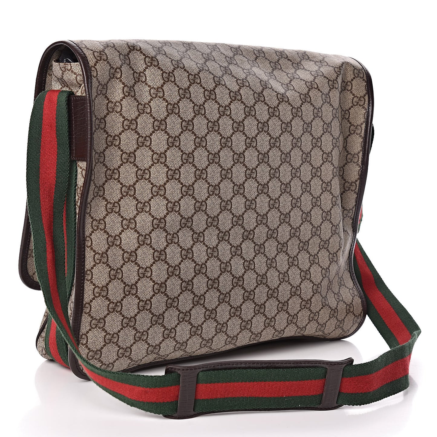 GG Plus Monogram Web Large Flap Messenger Bag Beige Dark Brown