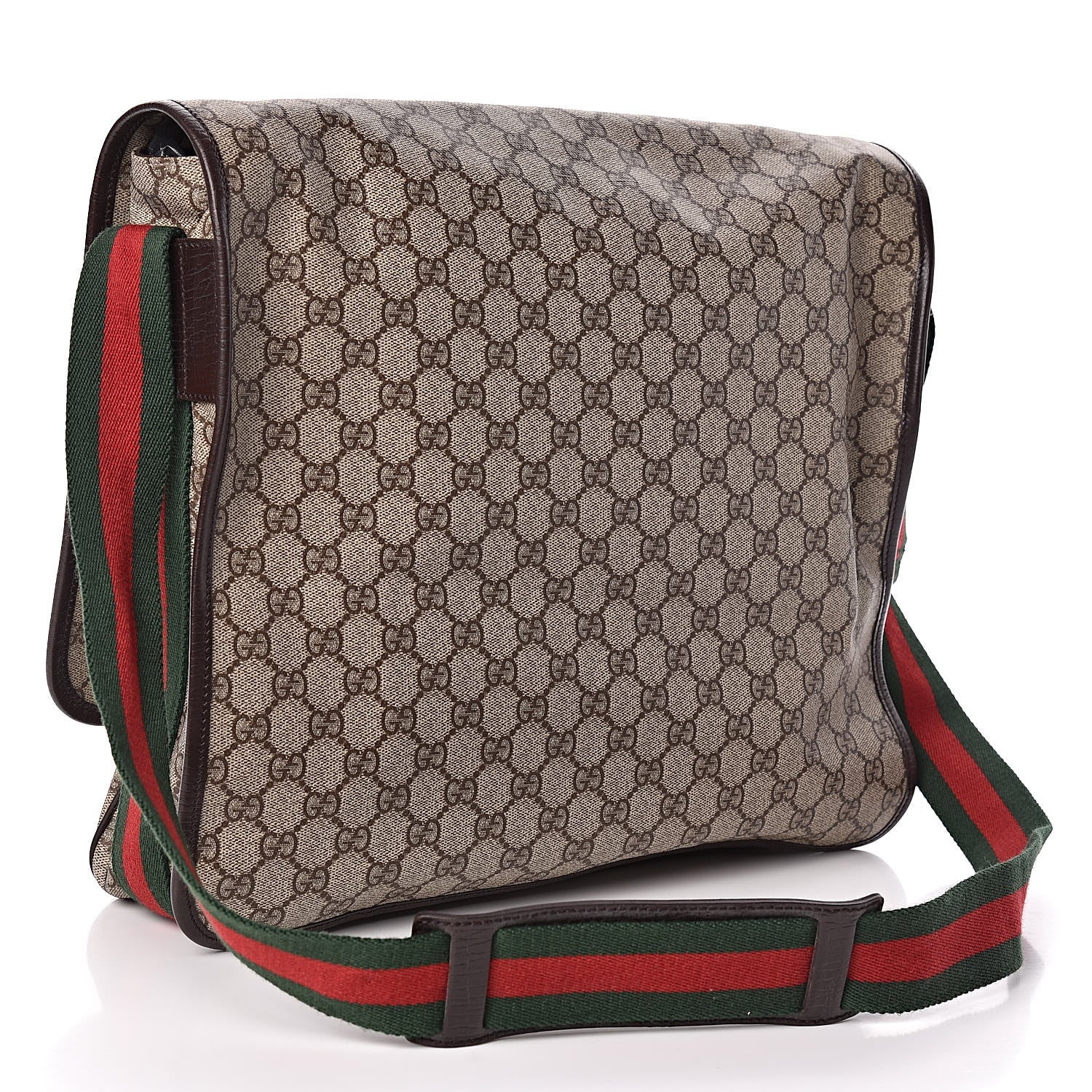 Gucci GG Plus Monogram Web Large Flap Messenger Bag Beige Dark Brown 3 of 10
