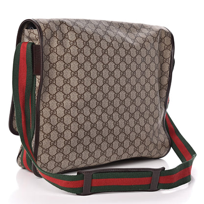 Gucci GG Plus Monogram Web Large Flap Messenger Bag Beige Dark Brown 3 of 10