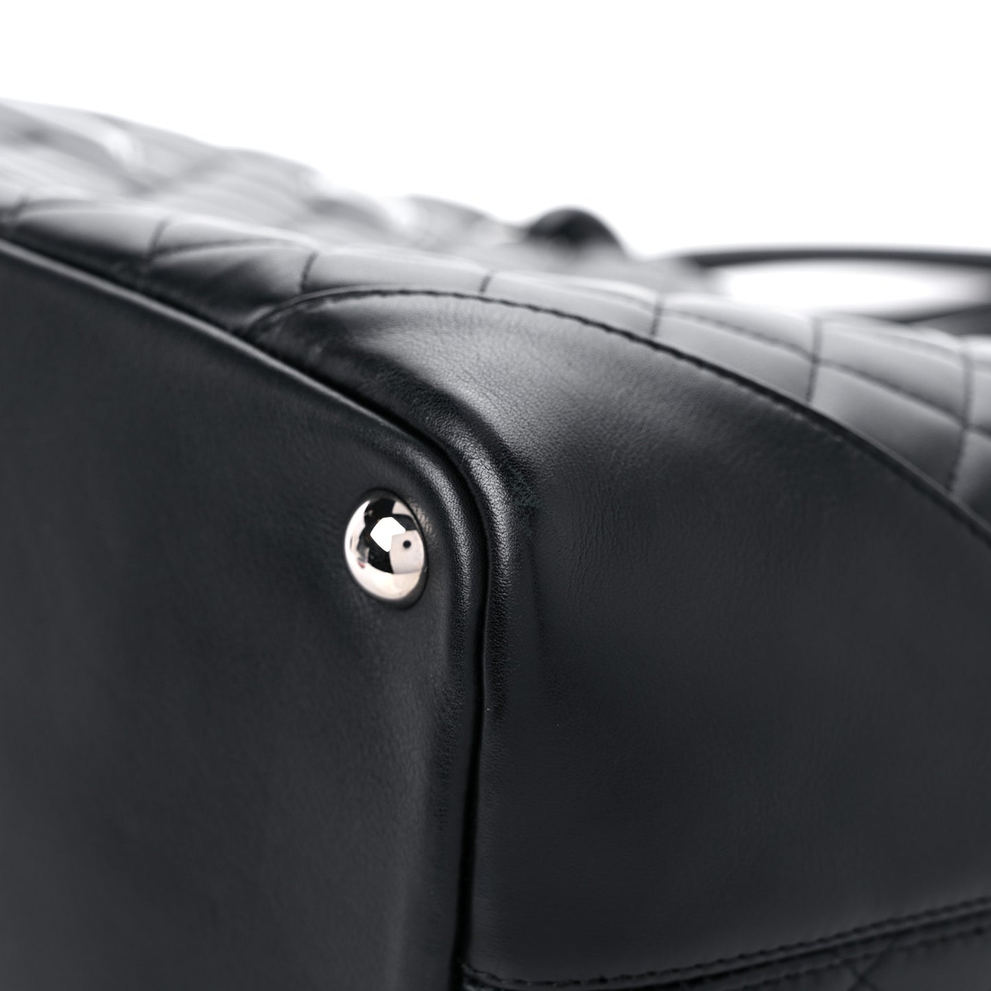 Calfskin Quilted Large Cambon Tote Black