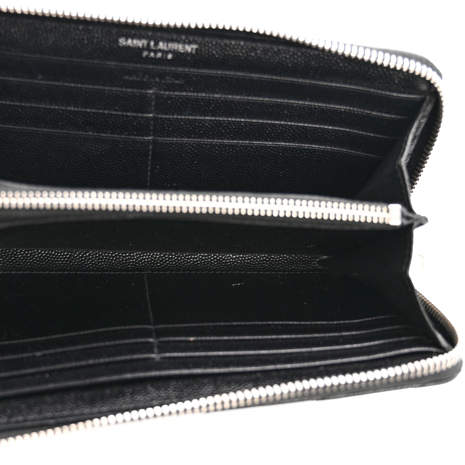 Saint Laurent Grain De Poudre Matelasse Chevron Monogram Zip Around Wallet Black 5 of 8