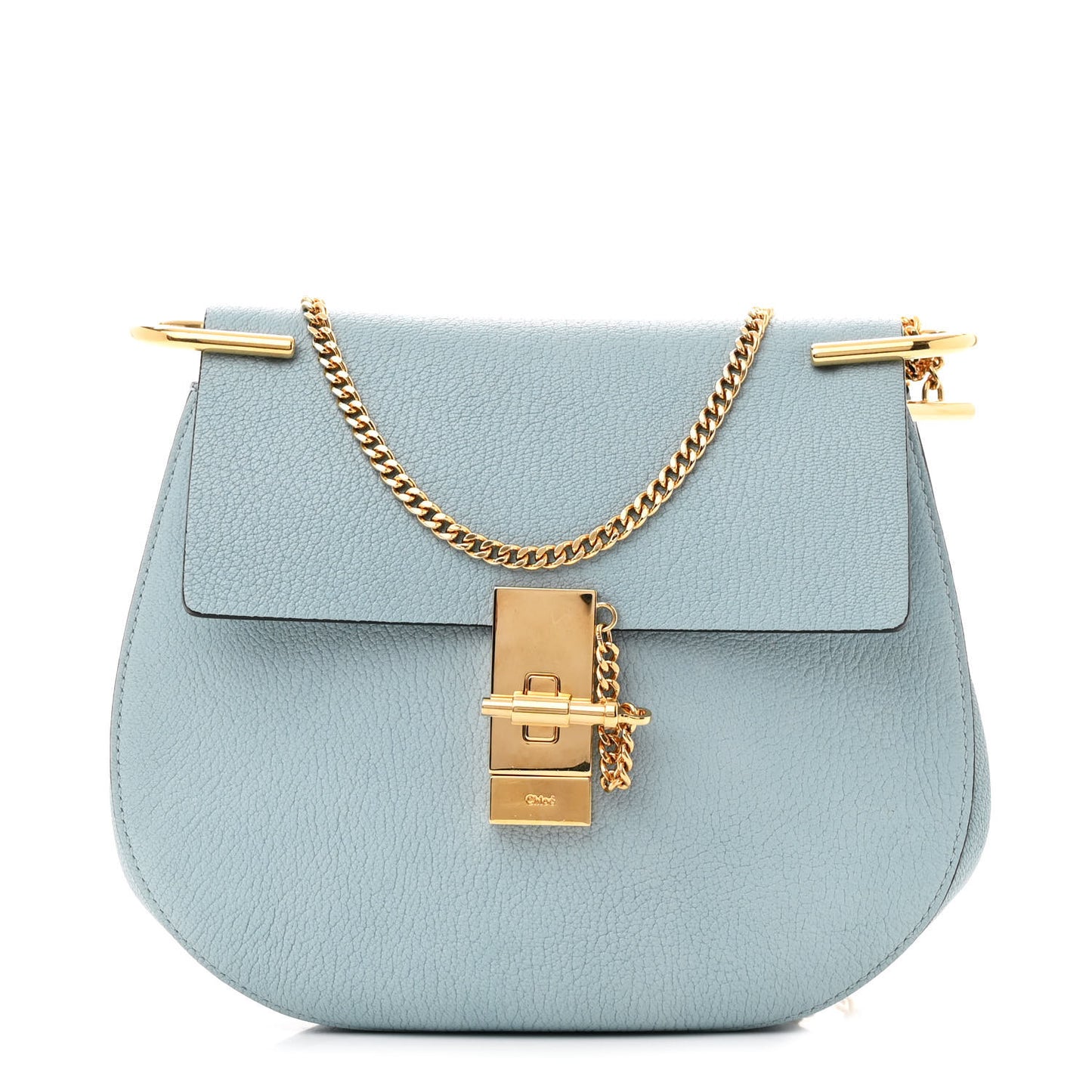 Grained Lambskin Drew Shoulder Bag Fresh Blue