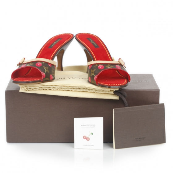 Louis Vuitton Monogram Cerises Open Toe Slides 39.5 10 of 10