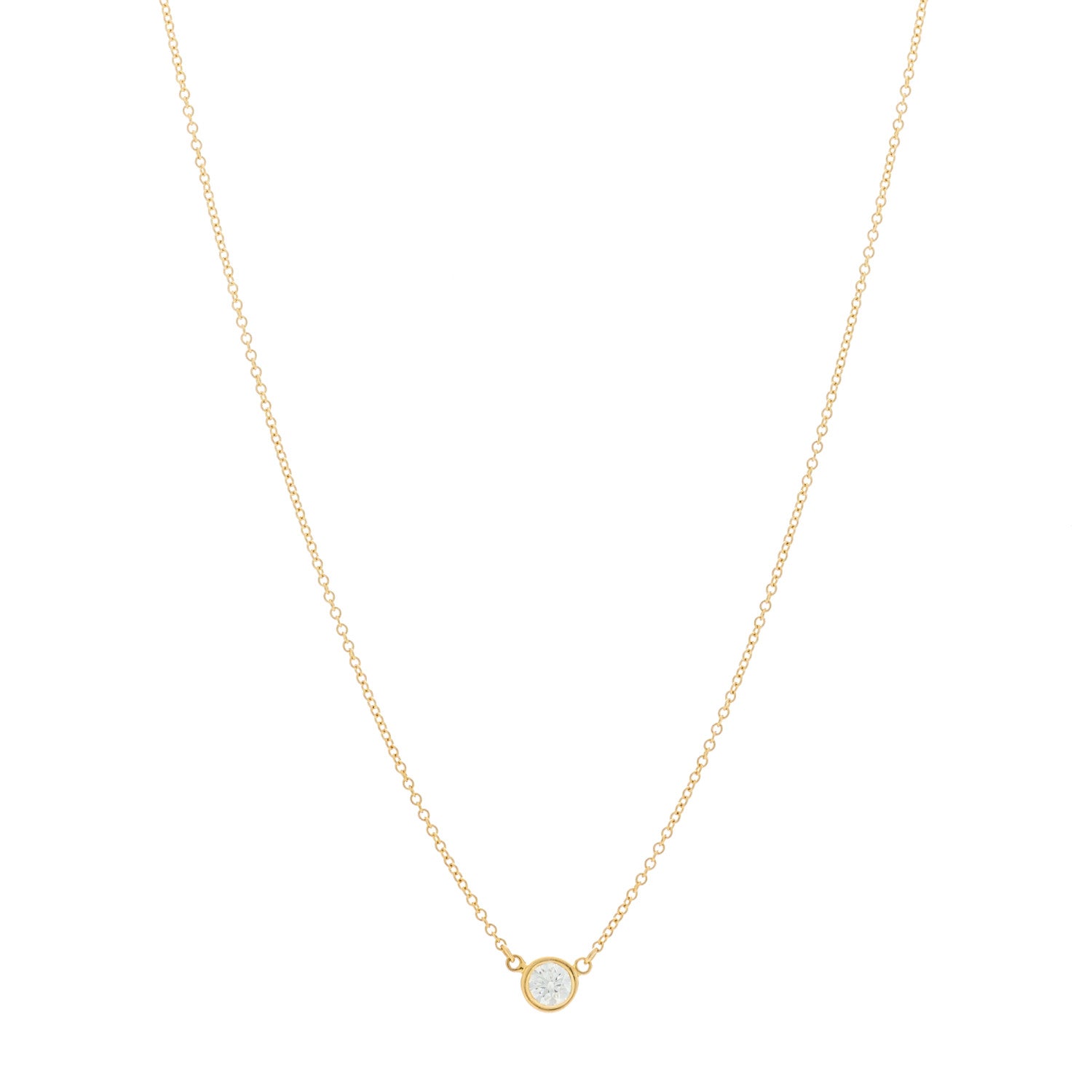 Tiffany 18K Yellow Gold Diamond .24ct Elsa Peretti Diamonds by the Yard Pendant Necklace 1 of 4