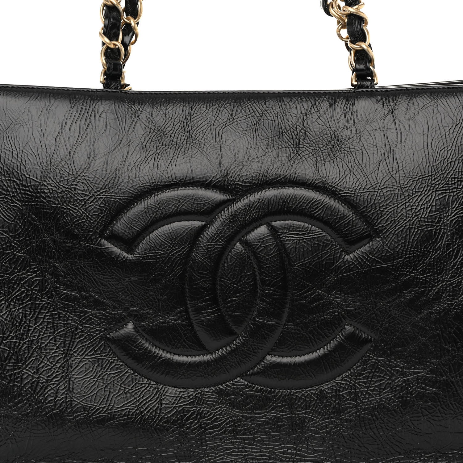 Chanel Shiny Aged Calfskin Shopping Bag Black 8 of 10