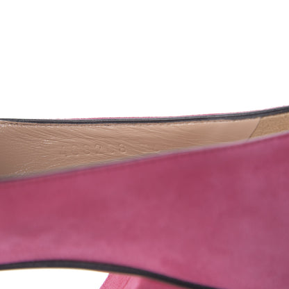 Gucci Kid Scamosciato GG Marmont Fringe 50mm Loafer Pumps 36.5 Hot Pink 10 of 11