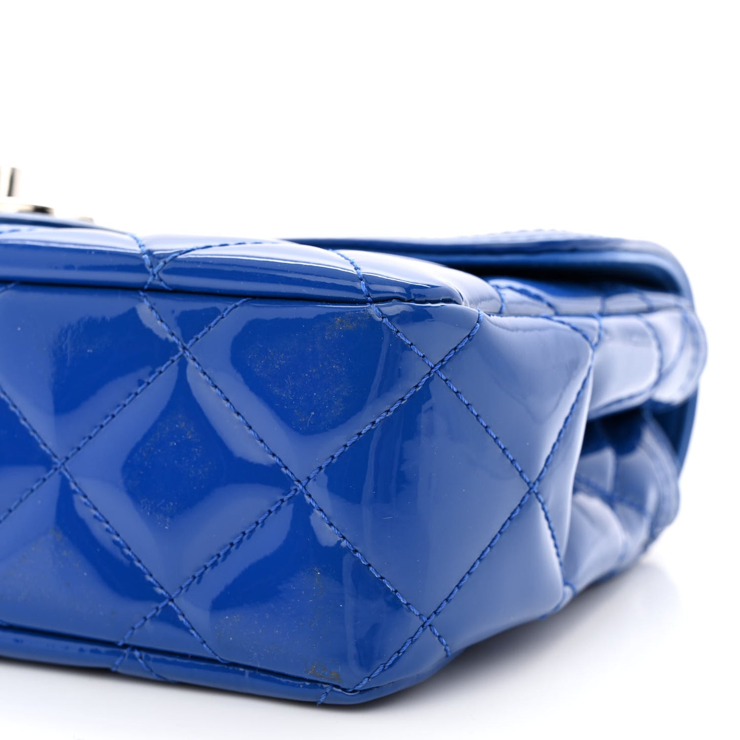 Patent Quilted Small Coco Shine Flap Blue