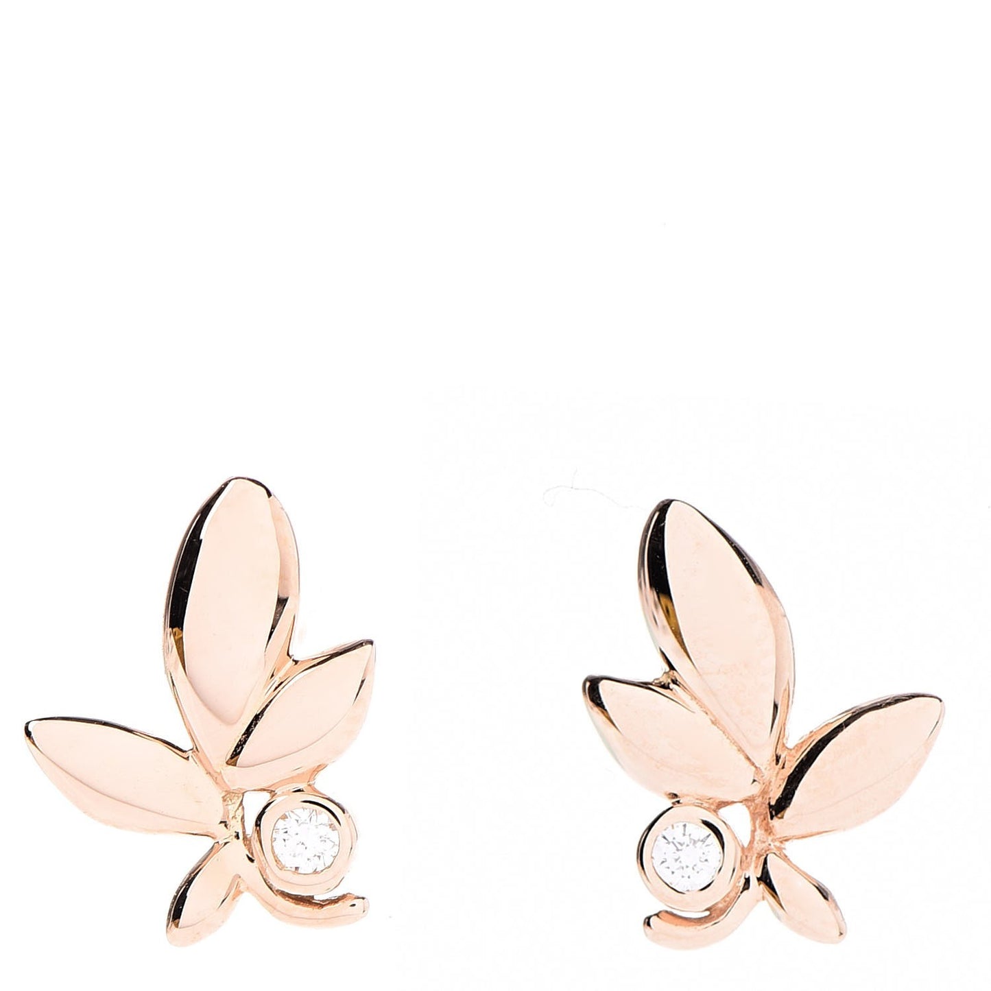 18K Rose Gold Diamond Paloma Picasso Olive Leaf Earrings