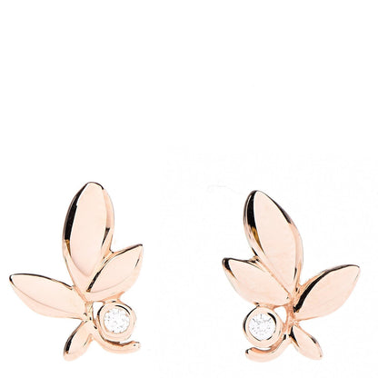 Tiffany 18K Rose Gold Diamond Paloma Picasso Olive Leaf Earrings 1 of 7