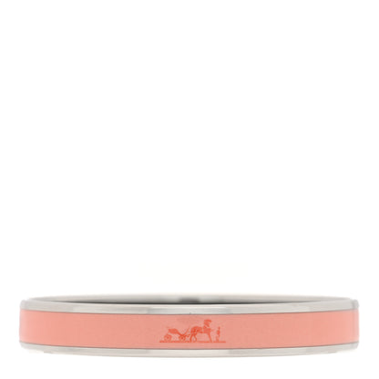 Hermes Enamel Printed Narrow Caleche Bracelet 70 Rose Dragee 1 of 5