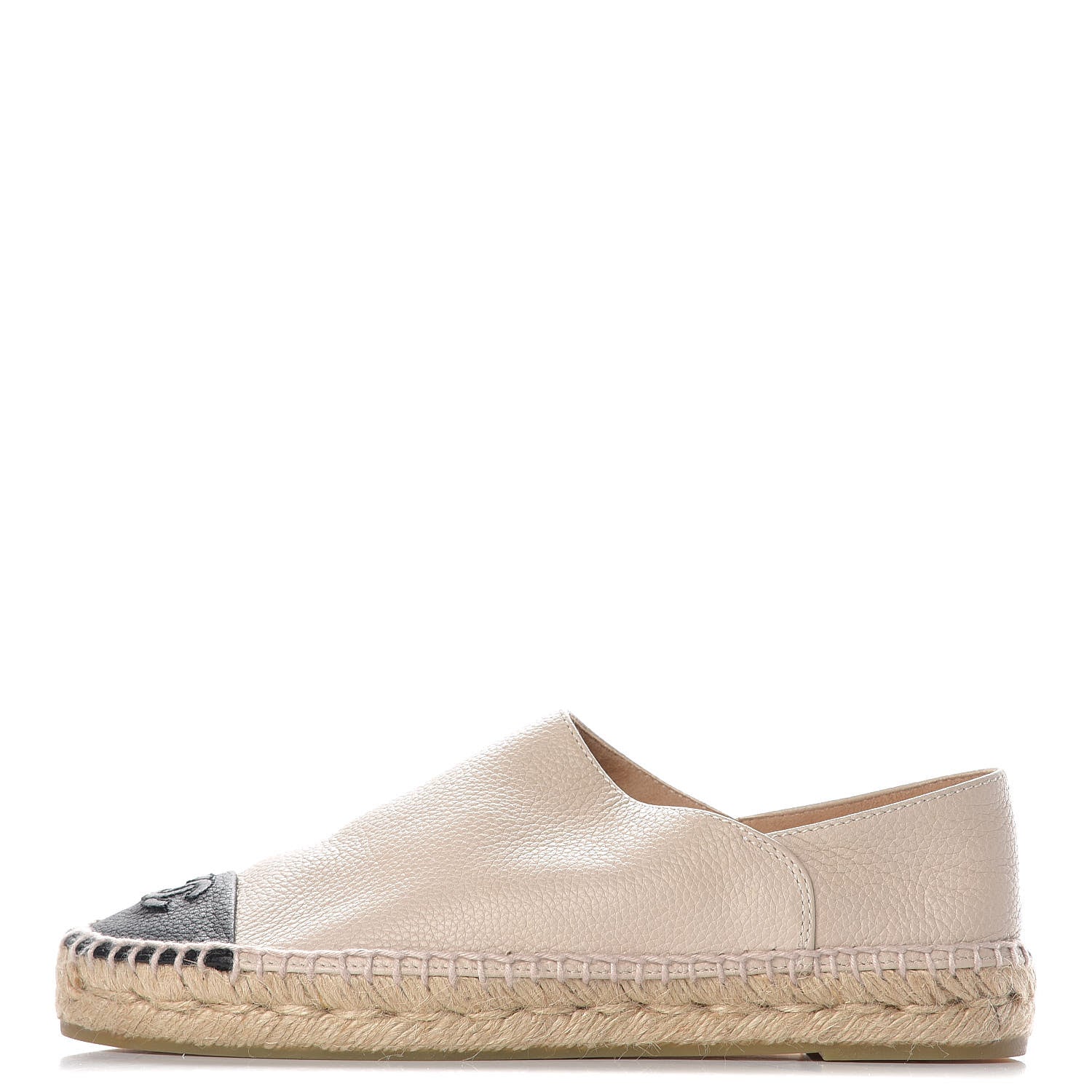 Chanel Grained Calfskin CC Espadrilles 38 Beige Black 1 of 10