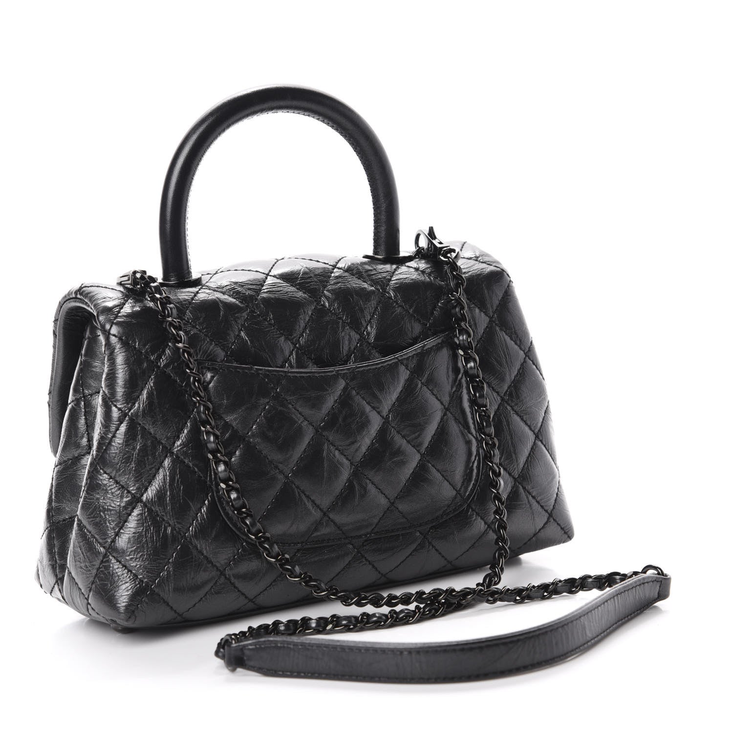 Chanel Aged Calfskin Quilted Mini Coco Handle Flap So Black 3 of 12