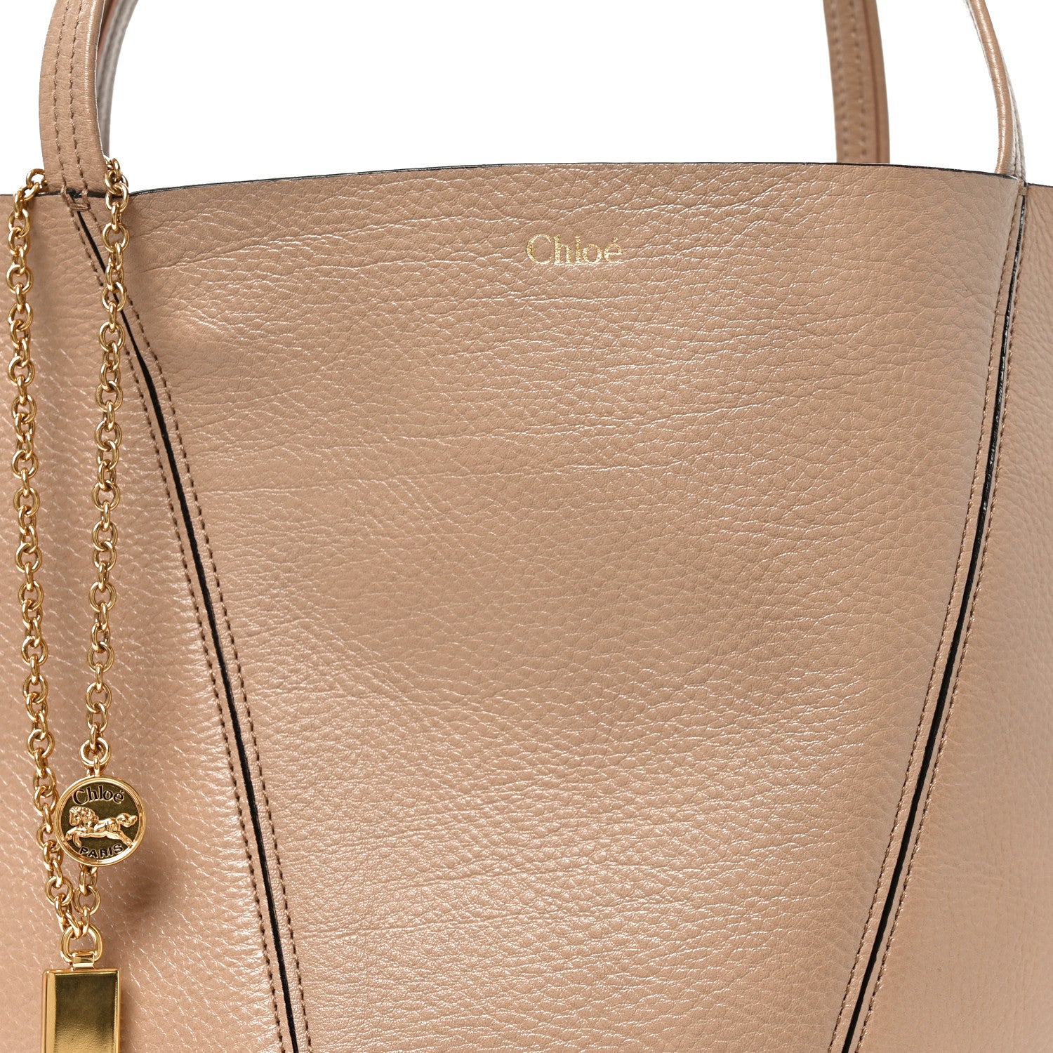Chloe Grained Calfskin Medium Spin Tote Woodrose 8 of 10