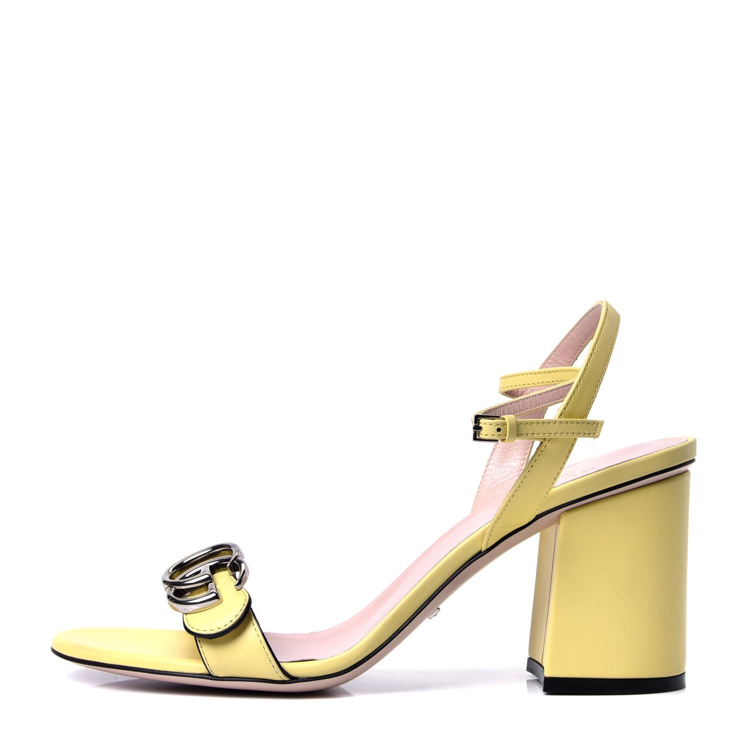 Lifford Calfskin GG Marmont Ankle Wrap 75mm Sandals 39 Banana