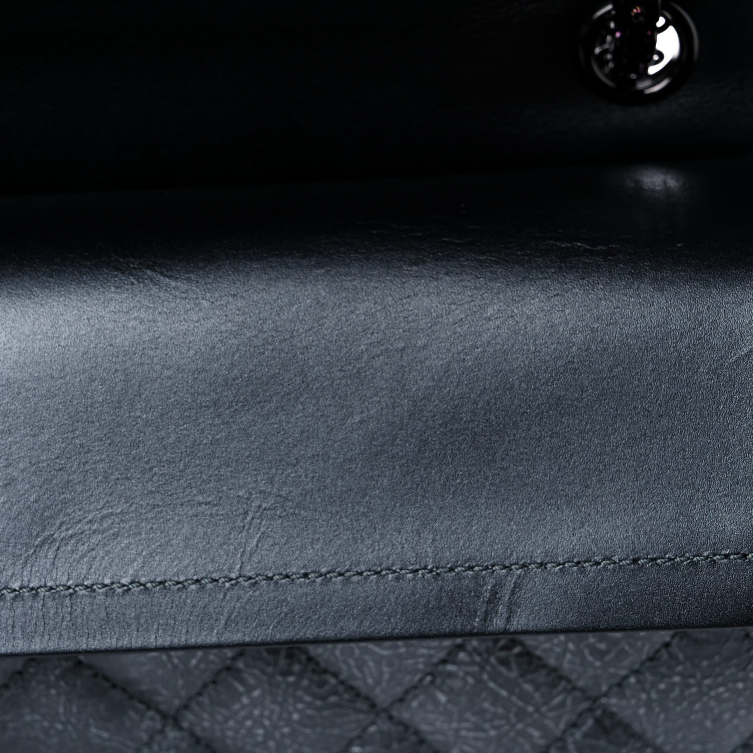 Chanel Metallic Crumpled Calfskin Quilted 2.55 Reissue 226 Flap Charcoal 11 of 12