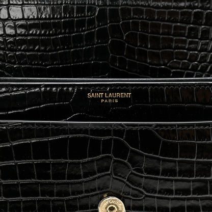 Saint Laurent Calfskin Crocodile Embossed Medium Monogram Sunset Black 6 of 11