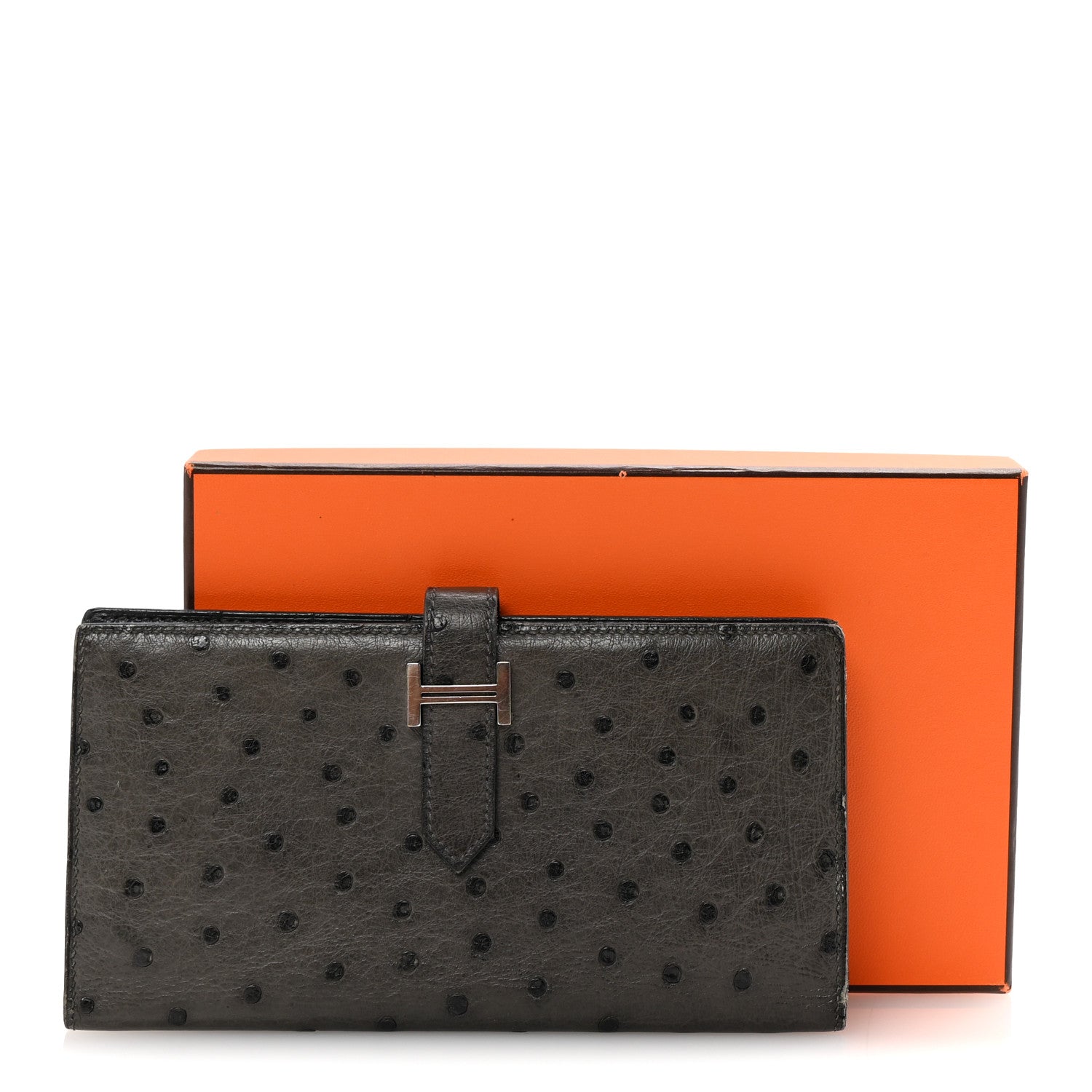 Hermes Ostrich Bearn Wallet Graphite 7 of 7
