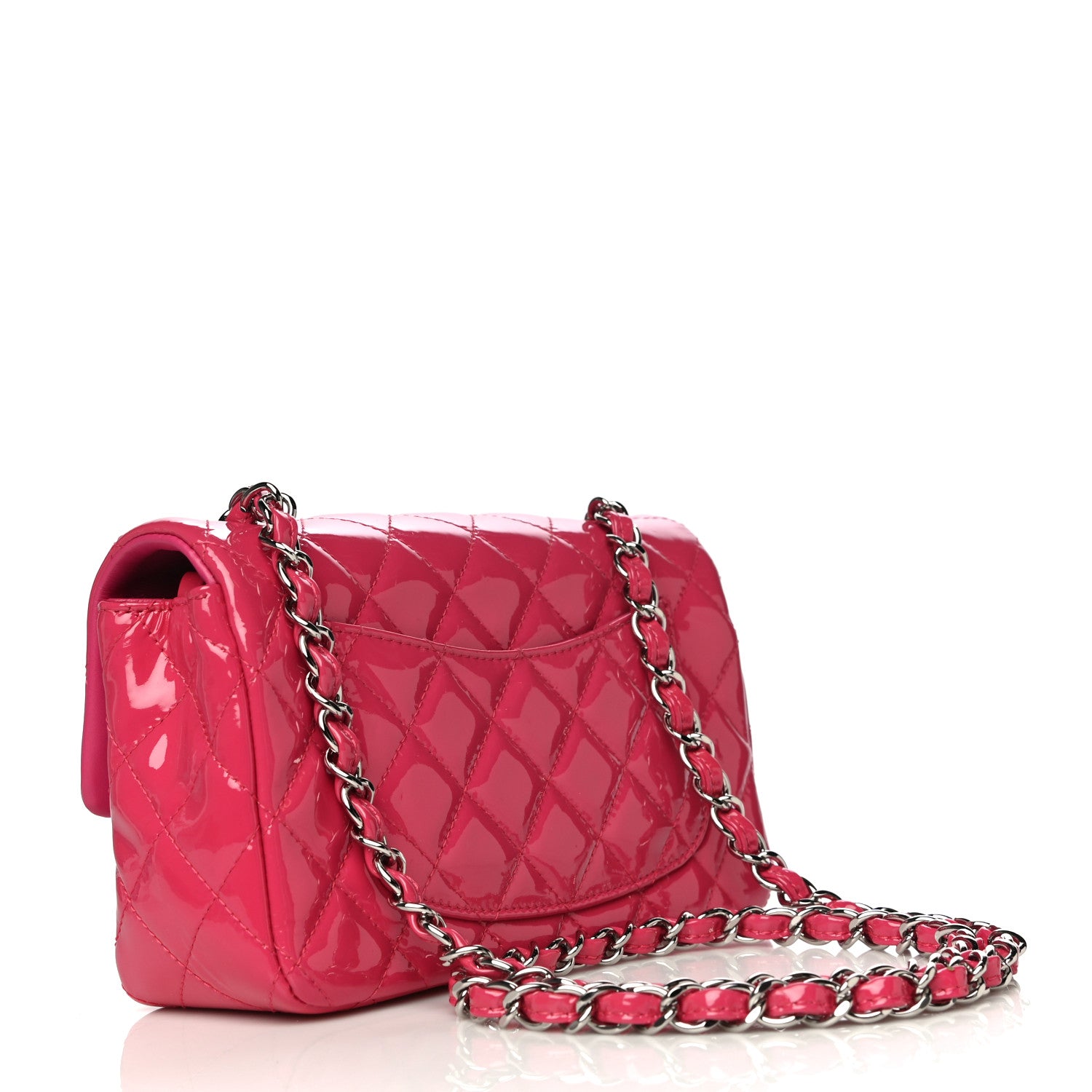 Chanel Patent Calfskin Quilted Mini Rectangular Flap Pink 2 of 11