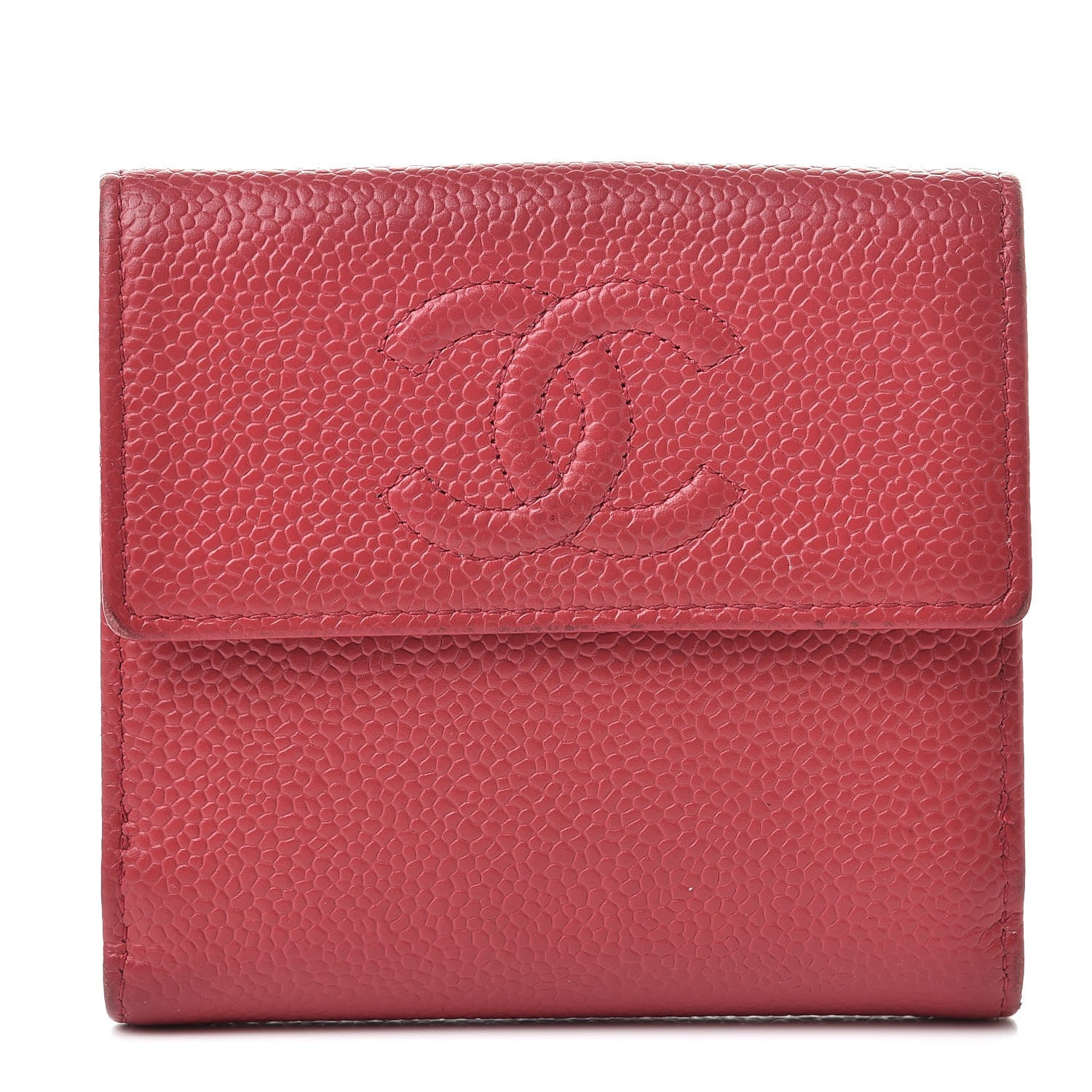 Chanel Caviar Timeless CC Compact French Wallet Dark Pink 1 of 15