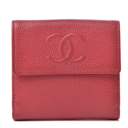 Chanel Caviar Timeless CC Compact French Wallet Dark Pink 1 of 15