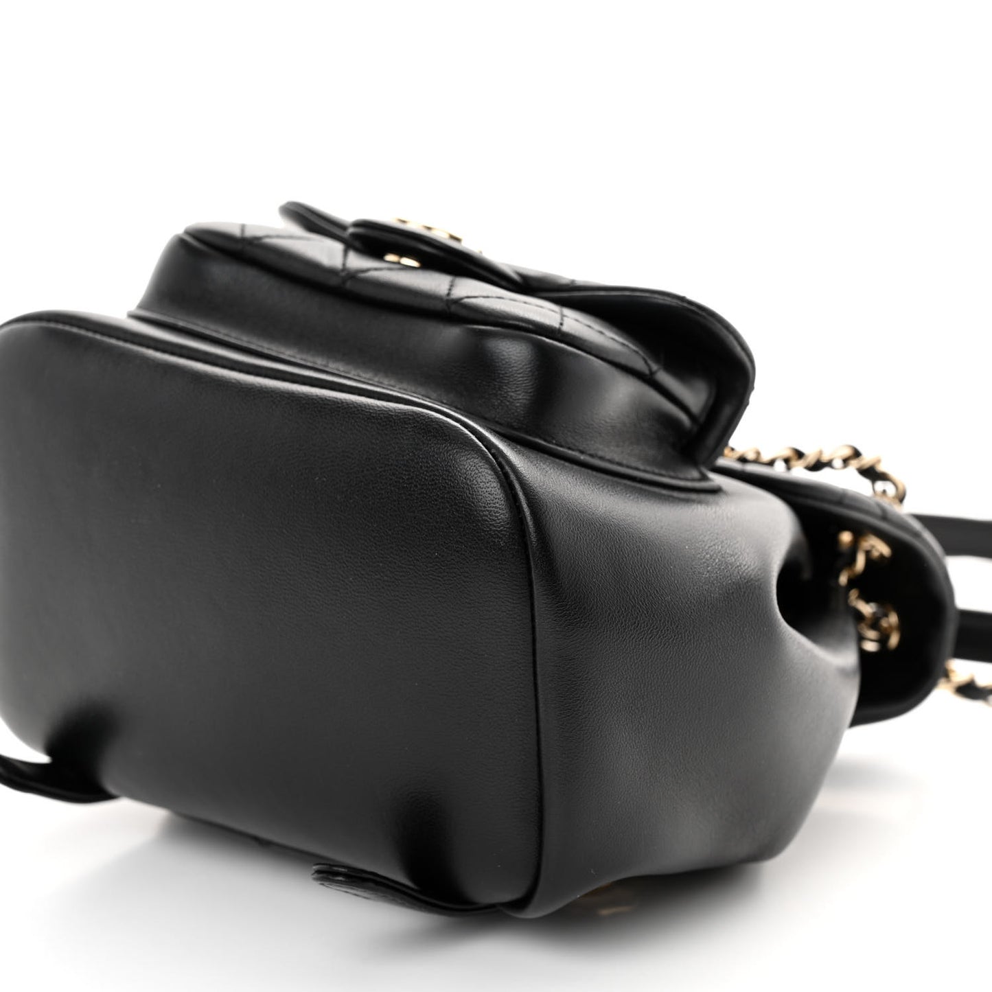 Lambskin Quilted Small Duma Drawstring Backpack Black