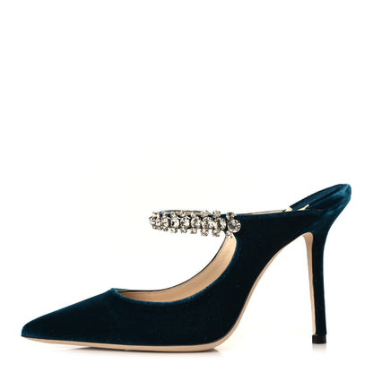 Jimmy Choo Velvet Crystal Bing 100 Pumps 37 Blue 1 of 8