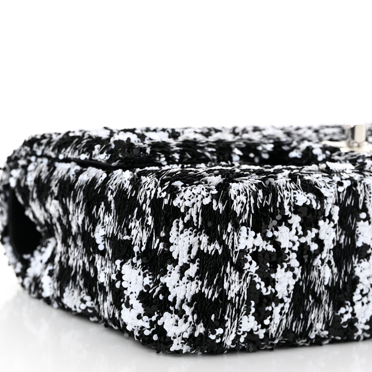 Chanel Sequin Houndstooth Medium Flap Black White 9 of 10
