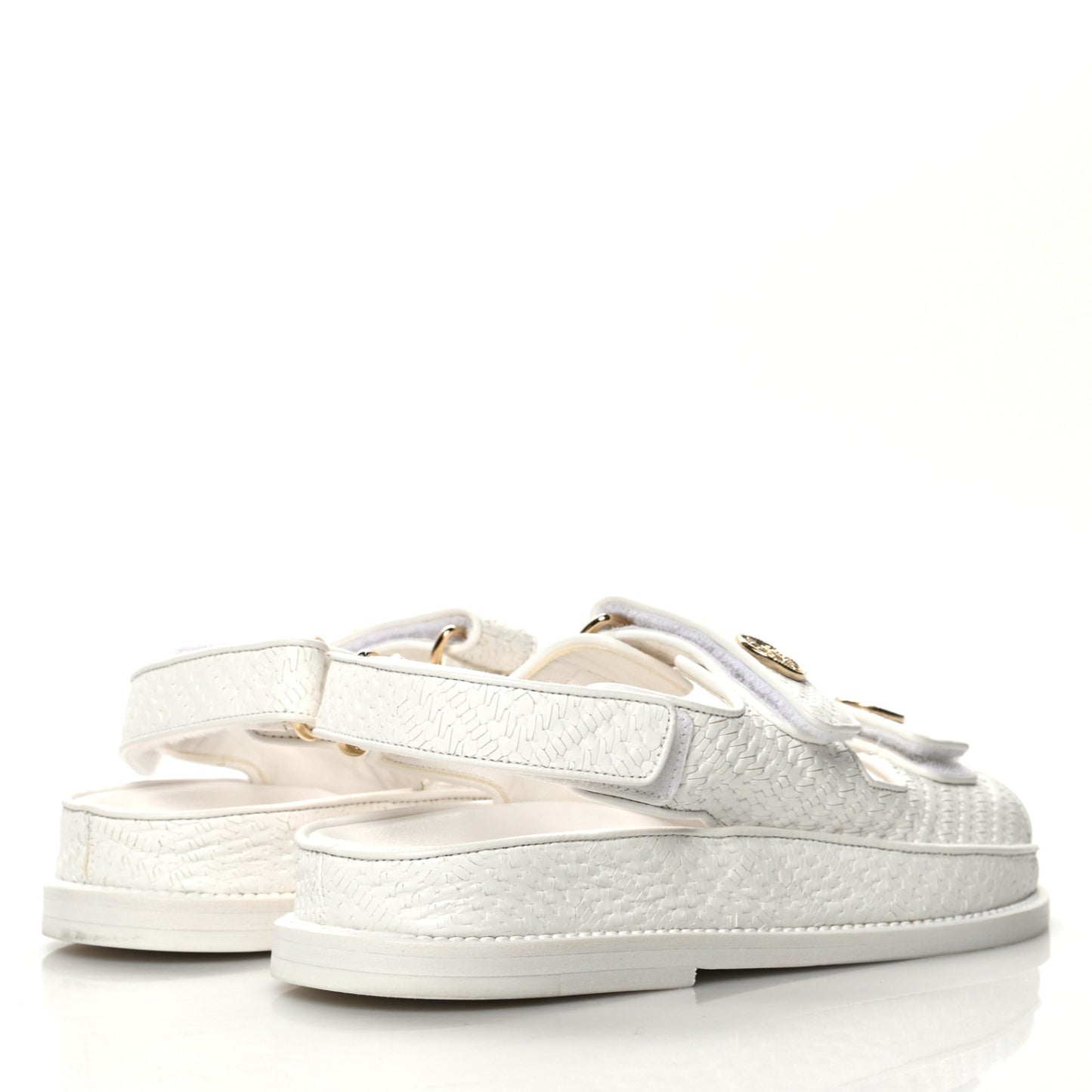 Calfskin Printed Velcro Dad Sandals 35 White