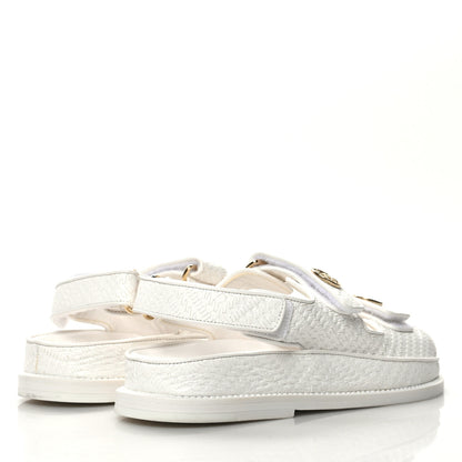 Chanel Calfskin Printed Velcro Dad Sandals 35 White 4 of 9