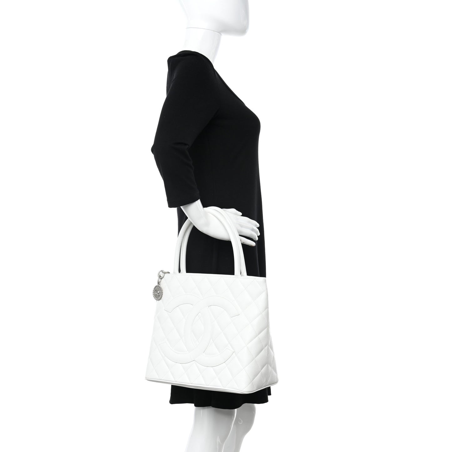 Caviar Quilted Medallion Tote White