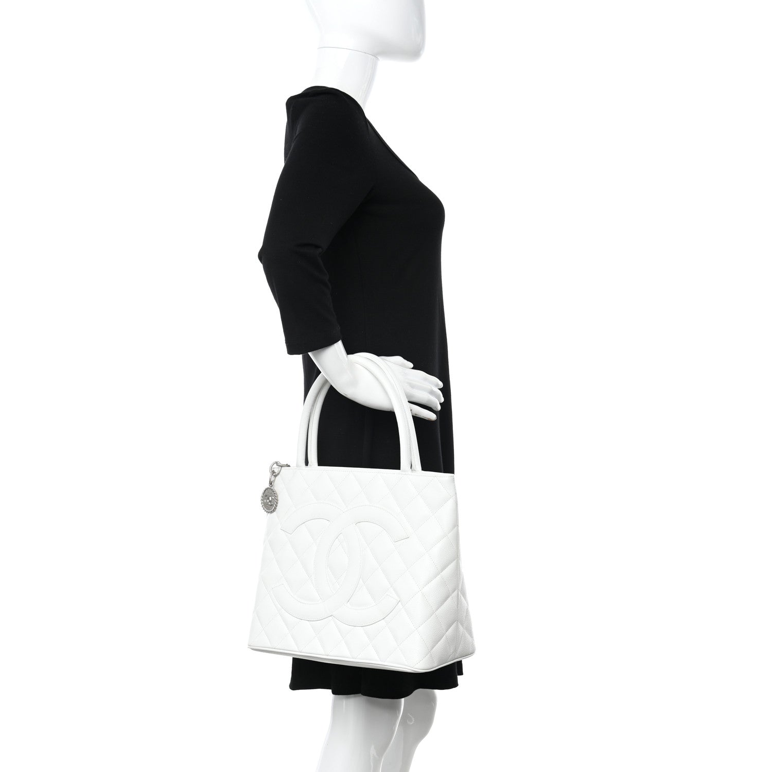 Chanel Caviar Quilted Medallion Tote White 2 of 16