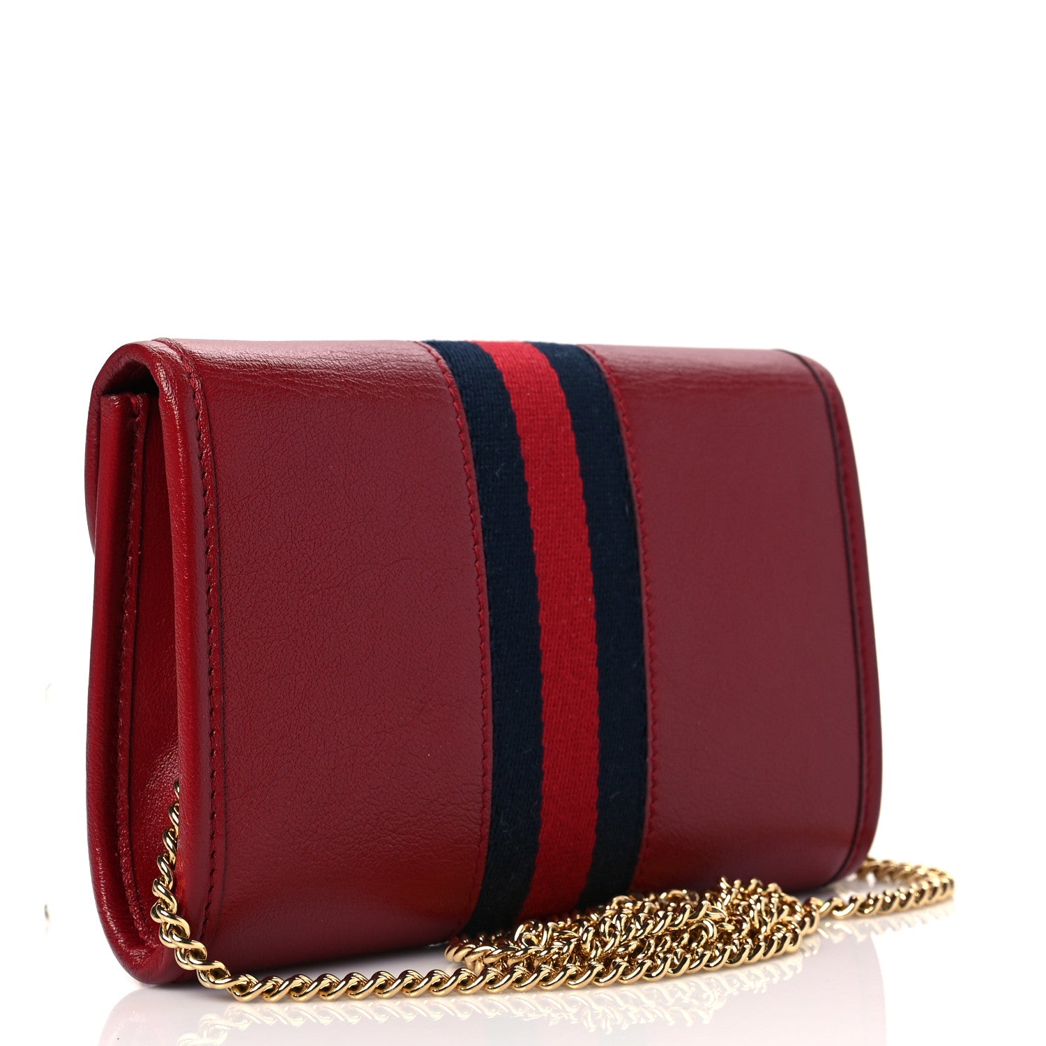 Gucci Textured Calfskin Web Mini Rajah Slim Flap Shoulder Bag Romantic Cherry 3 of 9