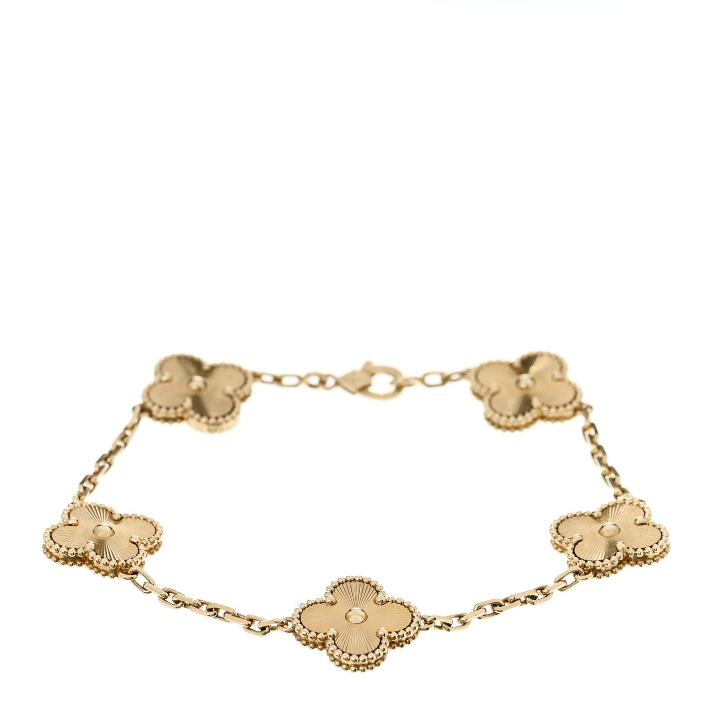 18K Yellow Gold 5 Motifs Guilloche Vintage Alhambra Bracelet