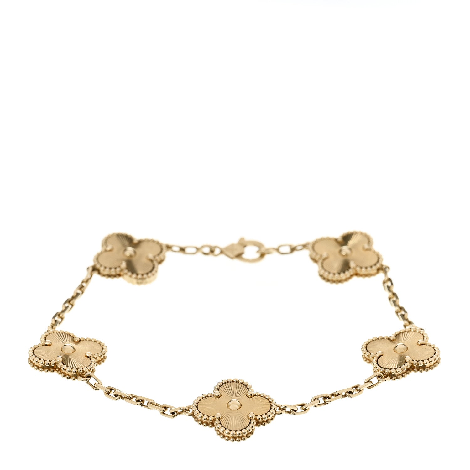 Van Cleef & Arpels 18K Yellow Gold 5 Motifs Guilloche Vintage Alhambra Bracelet 1 of 5