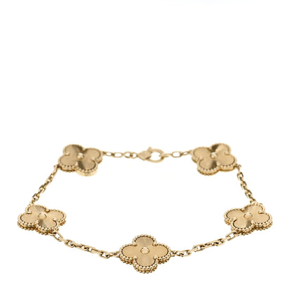 Van Cleef & Arpels 18K Yellow Gold 5 Motifs Guilloche Vintage Alhambra Bracelet 1 of 5
