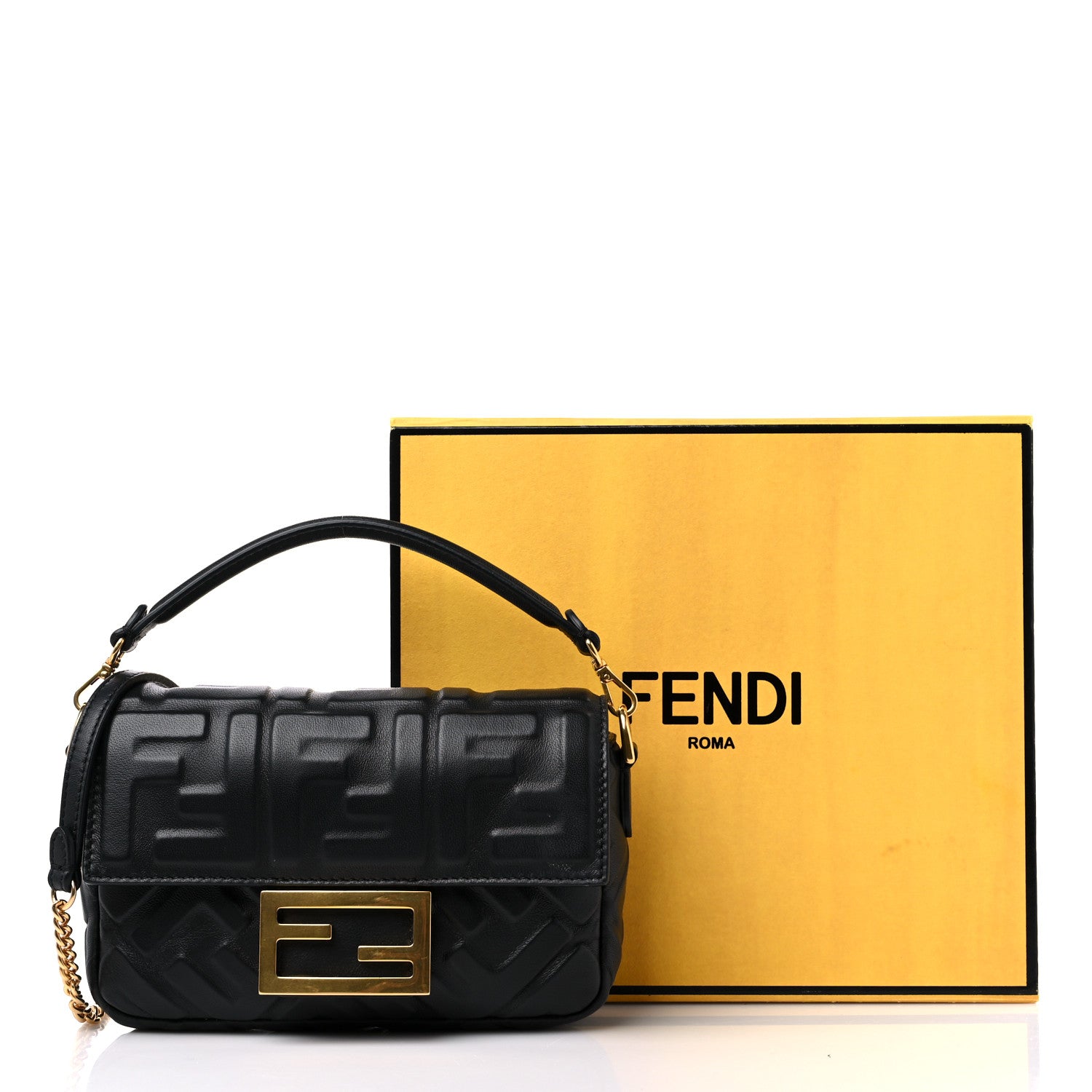 Fendi Nappa FF 1974 Embossed Mini Baguette Black 11 of 11
