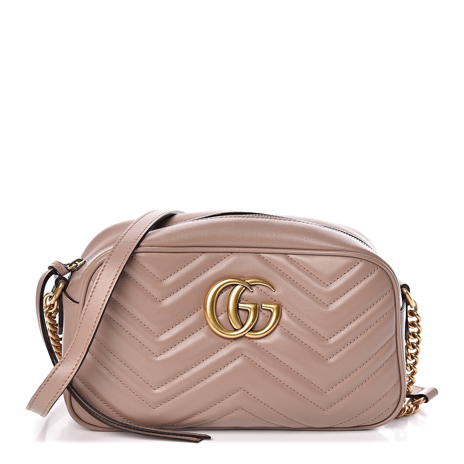 Gucci Calfskin Matelasse Small GG Marmont Chain Shoulder Bag Porcelain Rose 1 of 13